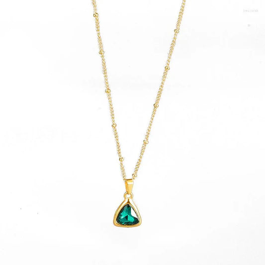Green Emerald Triangular Necklace